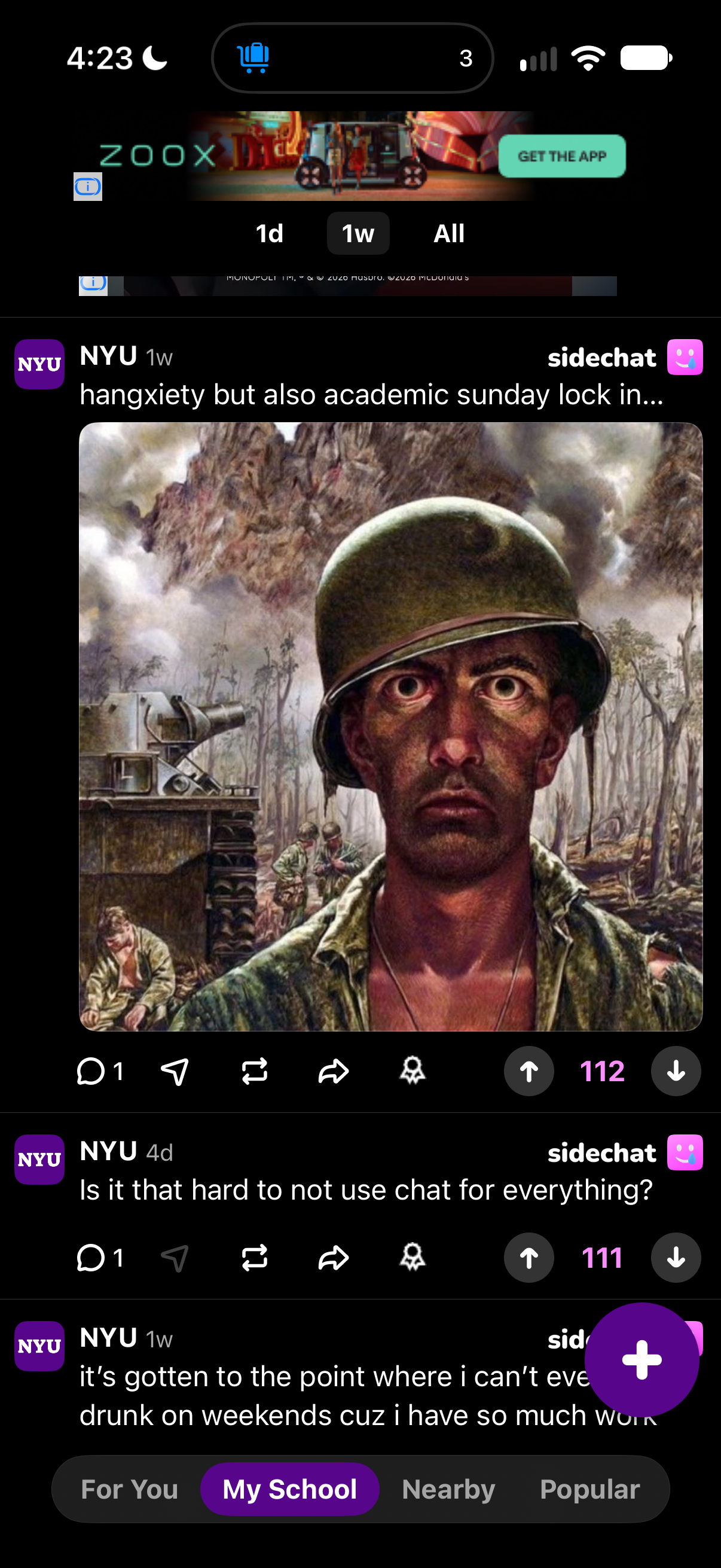 The thousand-yard-stare soldier painting from the Sunday study meme